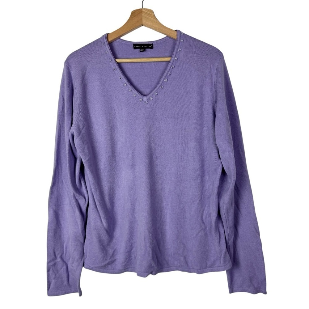 Carolyn Taylor Lilac Purple V-Neck‎ Y2K Sweater XL